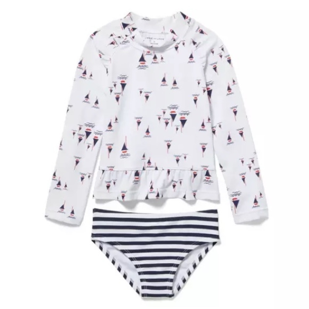 JANIE AND JACK SAILBOAT PRINT RASH GUARD SET NWT